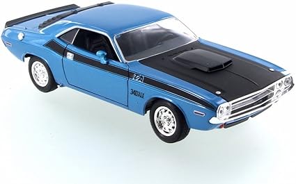 Amazon.com: 1970 Dodge Challenger T/A, Azul W/Negro – Welly 28029d – 1/24 escala Diecast modelo coche de juguete (La Marca nuevo pero sin caja): Toys \u0026 Games