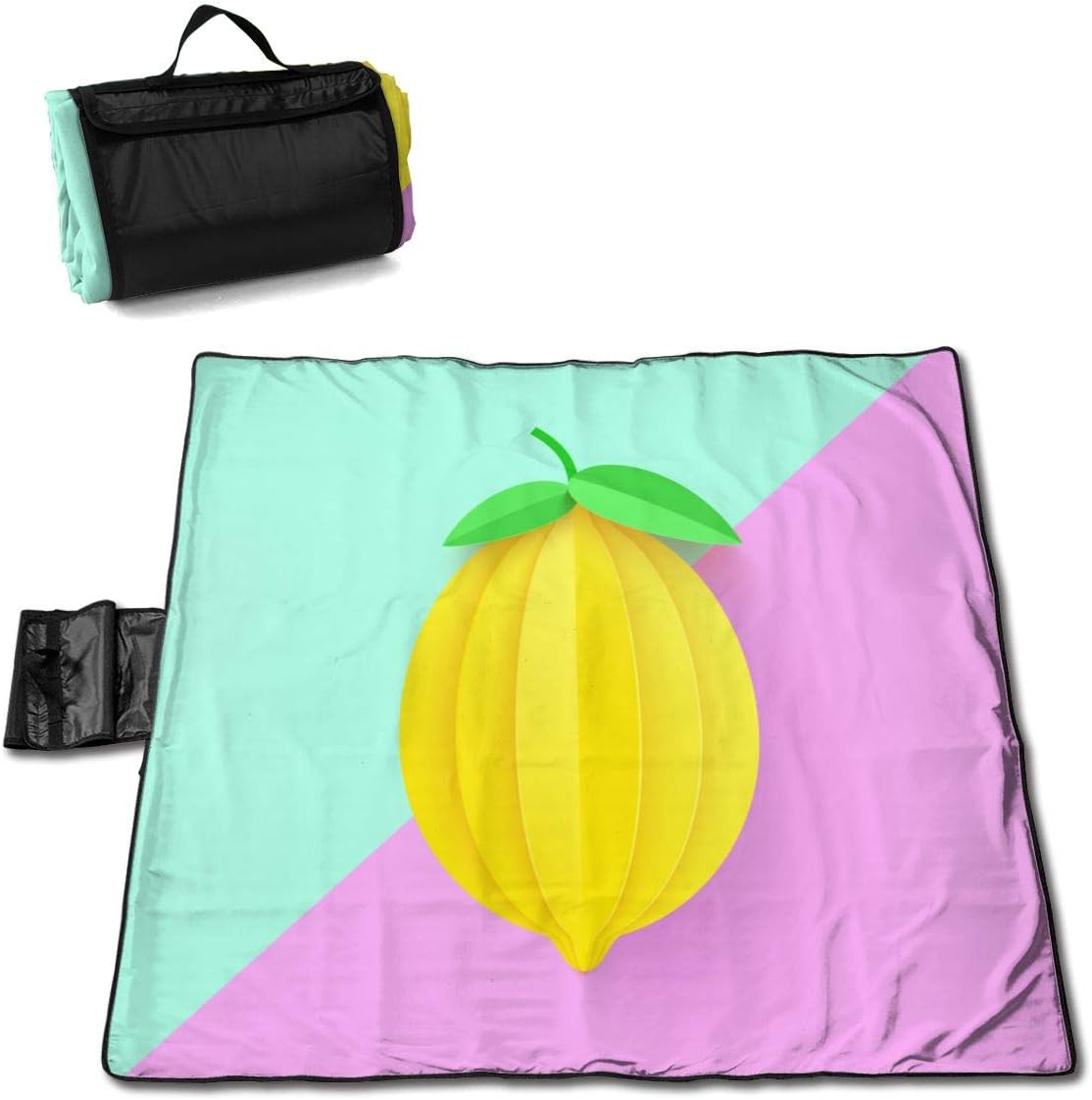 D Paper Art Lemon Background Picnic Blanket Outdoor