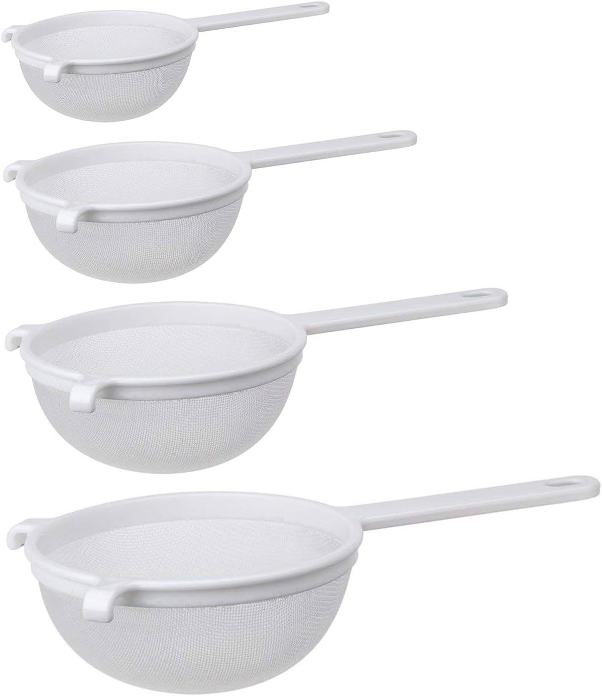 Tebery Set of 4 Fine Mesh Plastic Sieve Set10 cm (4"),14 cm (5.5