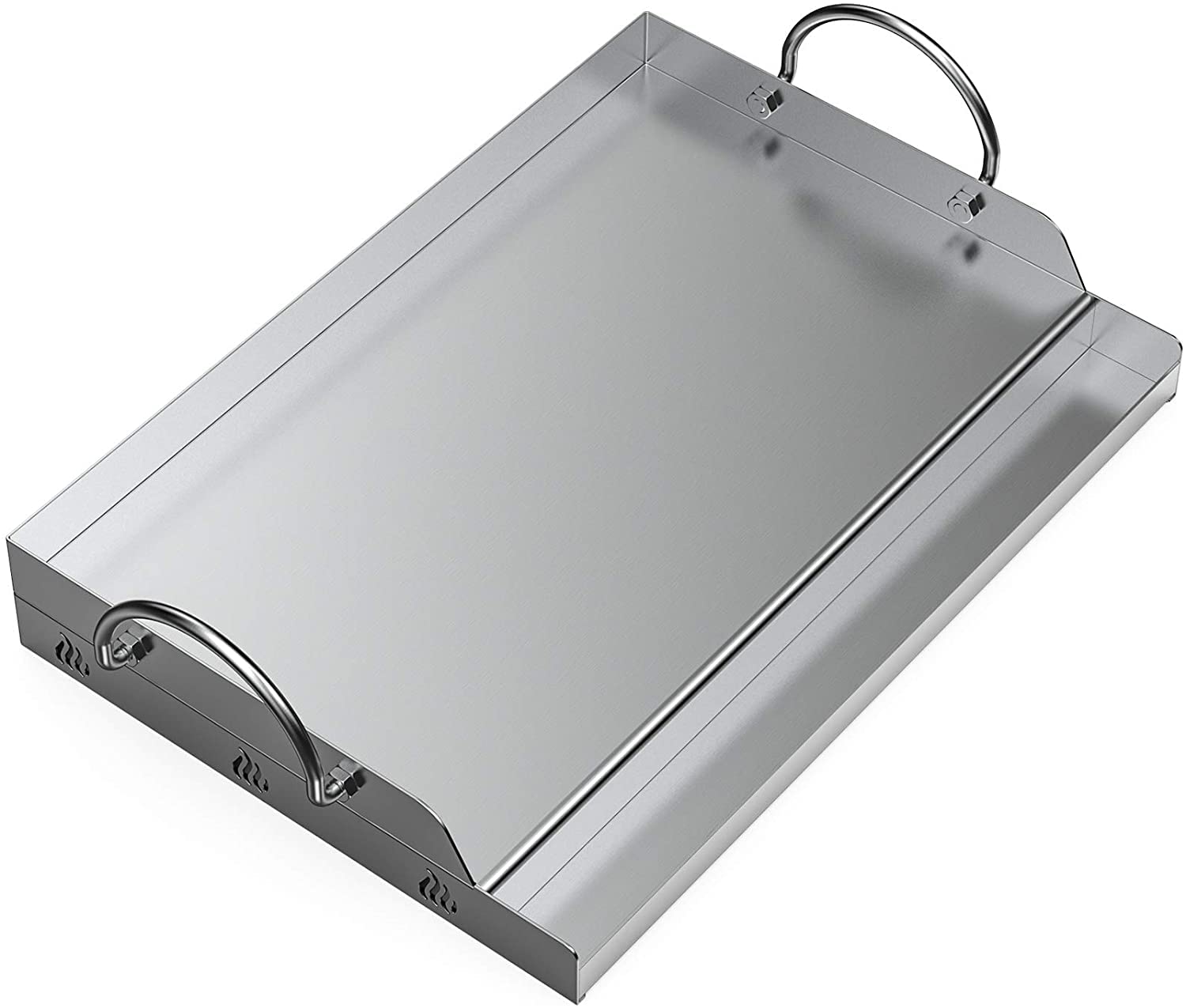 Onlyfire Stainless Steel Rectangle Griddle Plancha for Most BBQ Gas Grills and Charcoal Grills(58.4x40.6cm)