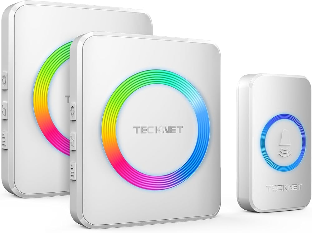 TECKNET Wireless Doorbell 2 Receivers 1300ft IP65 Waterproof 60 Chimes