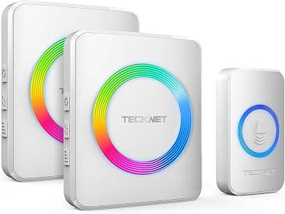 TECKNET Wireless Doorbell 2 Receivers 1300ft IP65 Waterproof 60 Chimes