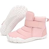 FLIOZY Winter Barefoot Shoes for Boys Girls Wide Toe Box Insulated Hiking Boot Fur Lined Warm Ankle Snow Boots(Toddler/Little/Big Kids)