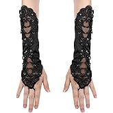 PENINSULA LOVE Girls First Communion Gloves Flower Girls Fingerless Mittens Lace Princess Dress Gloves for Wedding 8-15 Yrs