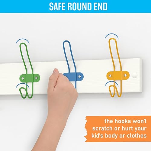 Tibres Kids Coat Rack Wall Mount Colorful Wall Hooks for Girls
