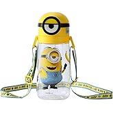 MINISO Minions Insulated Water Bottle with Straw 20 oz Travel Tumbler with Lid Holder Compatible Cup BPA-Free Bottle with Strap for girls and kids| School Office Home