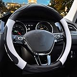 ZATOOTO D Shaped Steering Wheel Cover - Black Red Flat Bottom Steering Wheel Accessories Sports Pu Leather D Cut Female Male 