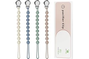 Pacifier Clips for Baby Boy- Loviomad Silicone Paci Clip for Philips Avent Soothie Binky Holder, Baby Newborn Essentials Shower Birthday Gift Round(4-Pack)