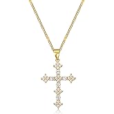 YOVIEE Cross Necklace for Women, Dainty 14K Gold Plated Cross Pendant Choker Cubic Zirconia CZ Layered Necklaces for Faith Religious Jewelry Gift
