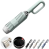 Ring Buckle Fully Automatic Umbrella, Reflective Safety Strip, Sturdy Windproof, Reverse Automatic, Travel Portable, Compact Folding (Green)