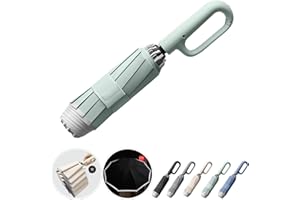 SSFUN Ring Buckle Umbrella, Reflective Safety Strip, Sturdy Windproof, Reverse Automatic Umbrella, Ring Buckle Fully Automatic Umbrella, Travel Portable, Compact Folding Travel Umbrella (Green)