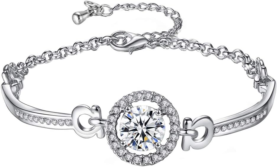 nuiOOui131 Cubic Zirconia Inlaid Adjustable Chain Bracelet Bangle Women Jewelry Gift Daily Wear Wrist Decor Silver
