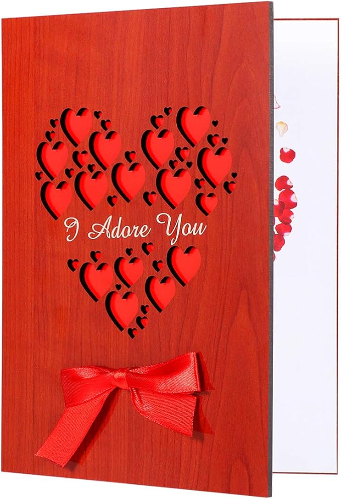 NUOBESTY Tarjeta de Madera Grabable Hecha a Mano con Corazón, Tarjeta