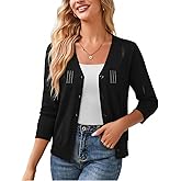 GRACE KARIN Women 3/4 Sleeve Cardigans for Women, Lightweight Cardigan Sweaters, Spring Open Front Button Down Tops