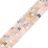 Natural Aquamarine Morganite Beryl Gemstone 4mm Faceted Cube Square Loose Beads 16 Inch for DIY Jewelry Making Beads