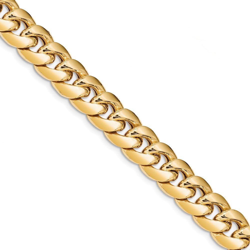 14k Yellow Gold 12.6mm Semi Solid Cuban Anklet 9inch for Women