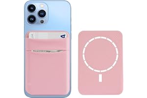 YesDoes Magnetic Phone Card Holder,Compatible with MagSafe,Stretchy Lycra Double Pocket Wallet,Credit ID Card Cash Pouch,Mag Safe Phone Sleeve Case,Design for iPhone 14,13,12,Plus,Pro,Pro Max Pink