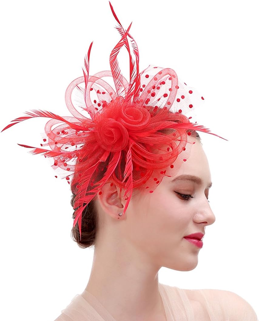 FIRYIN Feather Fascinators Headband and Clip for Women Tea Party Bridal Cocktai