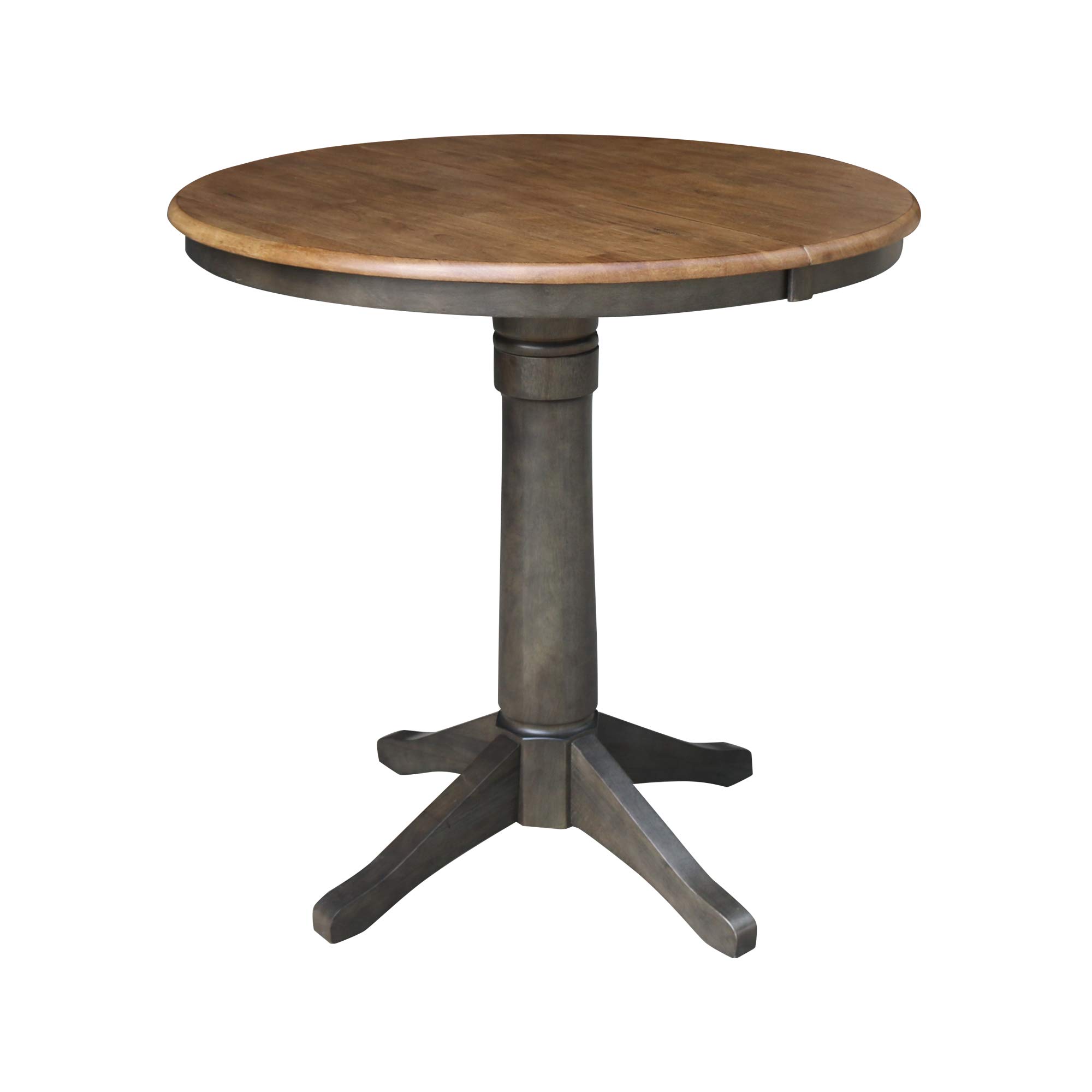 Photo 1 of ***PART ONLY*** IC International Concepts 36" Round Top Pedestal Table with 12" Leaf - 36.1" H - Counter Height, Hickory/Washed Coal