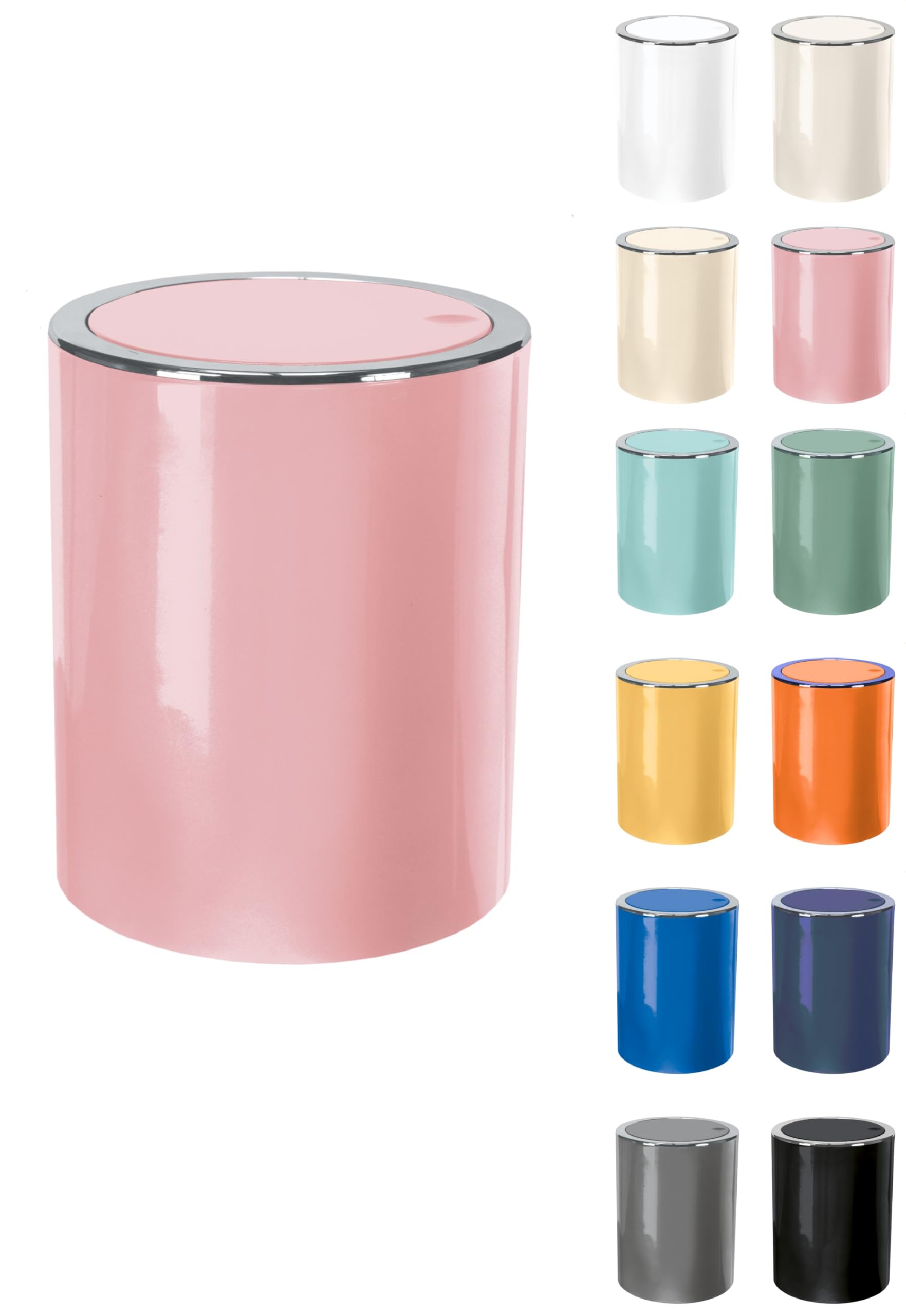 KW "Clappe" 5Ltr Plastic Swing Bathroom /Kitchen /Small Waste /Office Bin (Soft Pink)