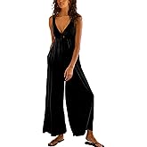 IQSQSQ Women's Casual Loose Jumpsuits One Piece Sleeveless Wide Leg Long Pant Rompers With Pockets