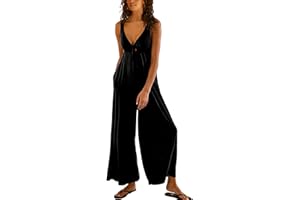IQSQSQ Women's Casual Loose Jumpsuits One Piece Sleeveless Wide Leg Long Pant Rompers With Pockets