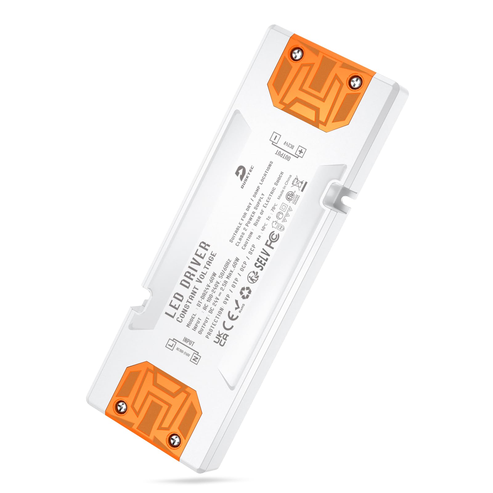 Photo 1 of DUSKTEC LED Driver 24V 60W, IP44 Slim Switching Power Supply, 120V AC to 24 Volt DC Constant Voltage 2.5A Adapter, Low Voltage 24V Replacement Lighting Transformer for LED Strip Light Bulbs