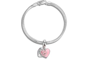 H&Beautimer 925 Sterling Silver 0.12'' Snake Chain Bracelet Heart Pendant Bracelet Link Chain 6.3-6.7-7.1-7.5-8-8.5-9'' Spring Buckle Jewelry Mother's Day Gift