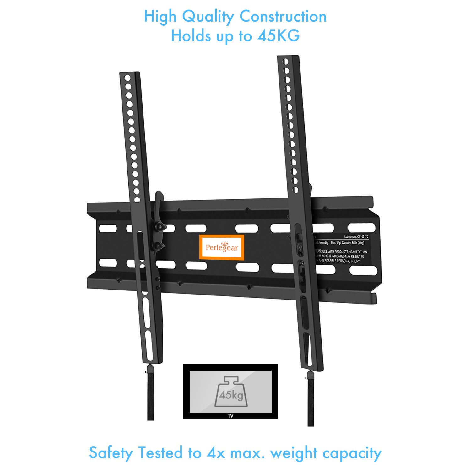 Perlegear TV Tilt Wall Bracket, Reduces Glare & Adds Space To Your Home! Safely Holds 30KG & Fits Most 23”-55” TVs! Tilt TV Wall Mount Improves Viewing Angles & Reduces Neck Pain! Easy Assembly, Quality Tilt Wall Bracket!