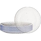 PLASTICPRO 30 Pack Heavyweight Disposable Plastic Plates - Elegant Clear Hammered Plates (Hammered Clear, 7'' INCH)