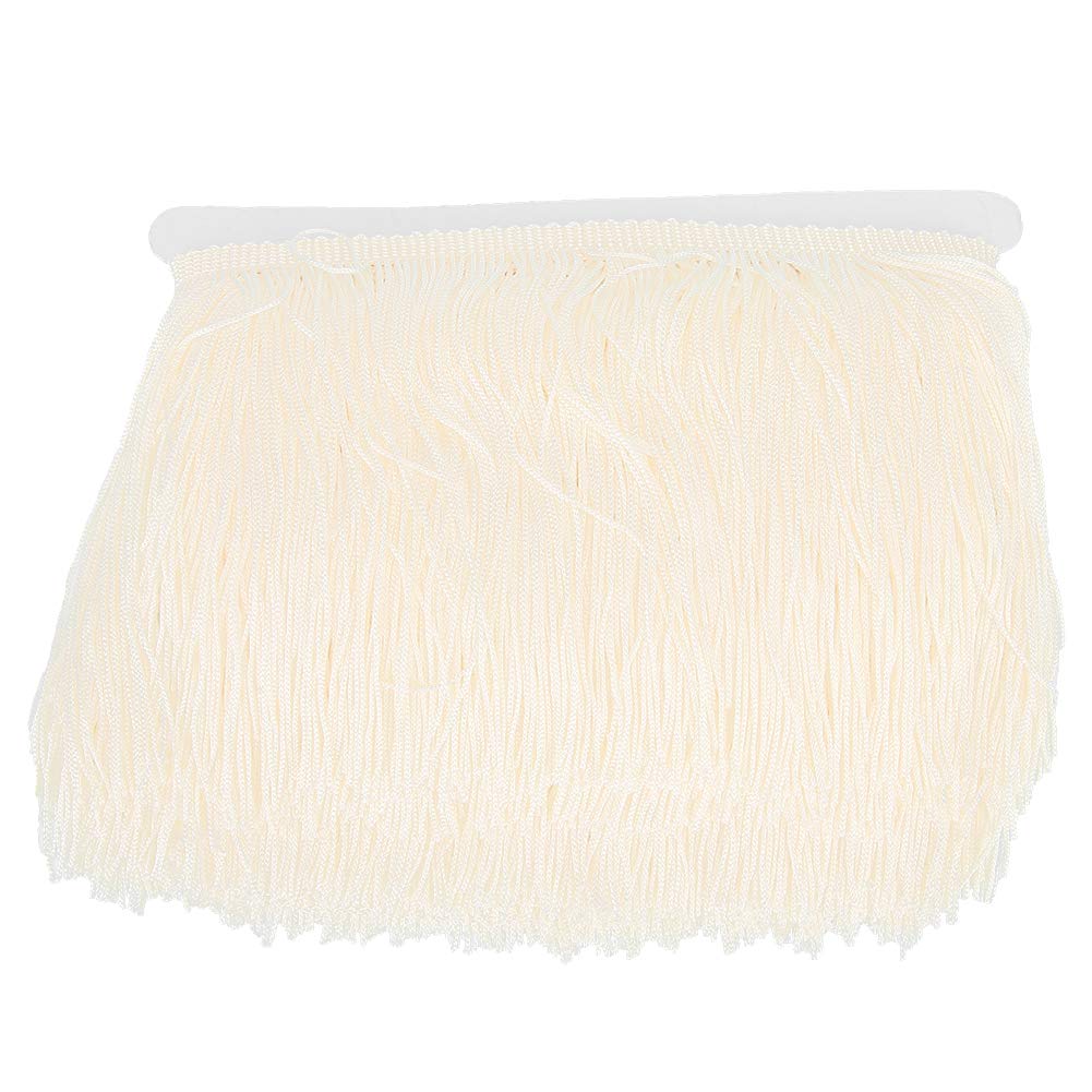 Fringe Trim Ribbon, 10 Yards 14cm Long Polyester Lace Tassel Trim for DIY Latin Dance Costumes Stage Decorations Curtains(Beige)