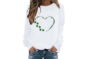 Elogoog Long Sleeve St. Patrick's Day Shirt for Women Lucky Shamrock T-Shirts Casual Loose Blouses 2024 Holiday Graphic Tops