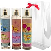 Bath & Body Works STARFRUIT SANGRIA, BUBBLE GUM POP, BLUE RASPBERRY BURST Fine Fragrance Mist 3-piece Gift Set with a Red Bow for Holidays 8 fl oz each