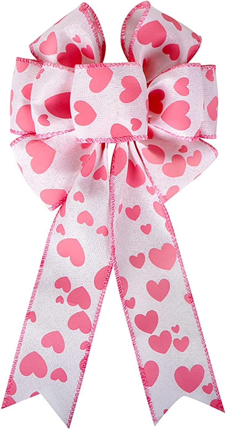 Bows & Ribbons - Pink Heart Ribbin Bows Red Heart Wreaths Bows for Wedding Birthday Party Valentine's Day Decoration 6