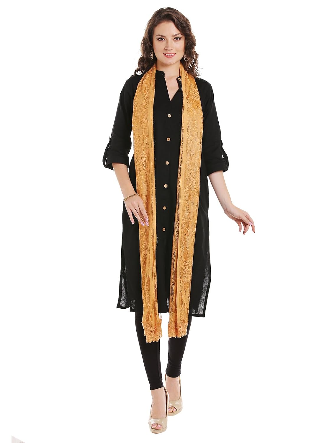 dupatta bazaar women's gold net dupatta