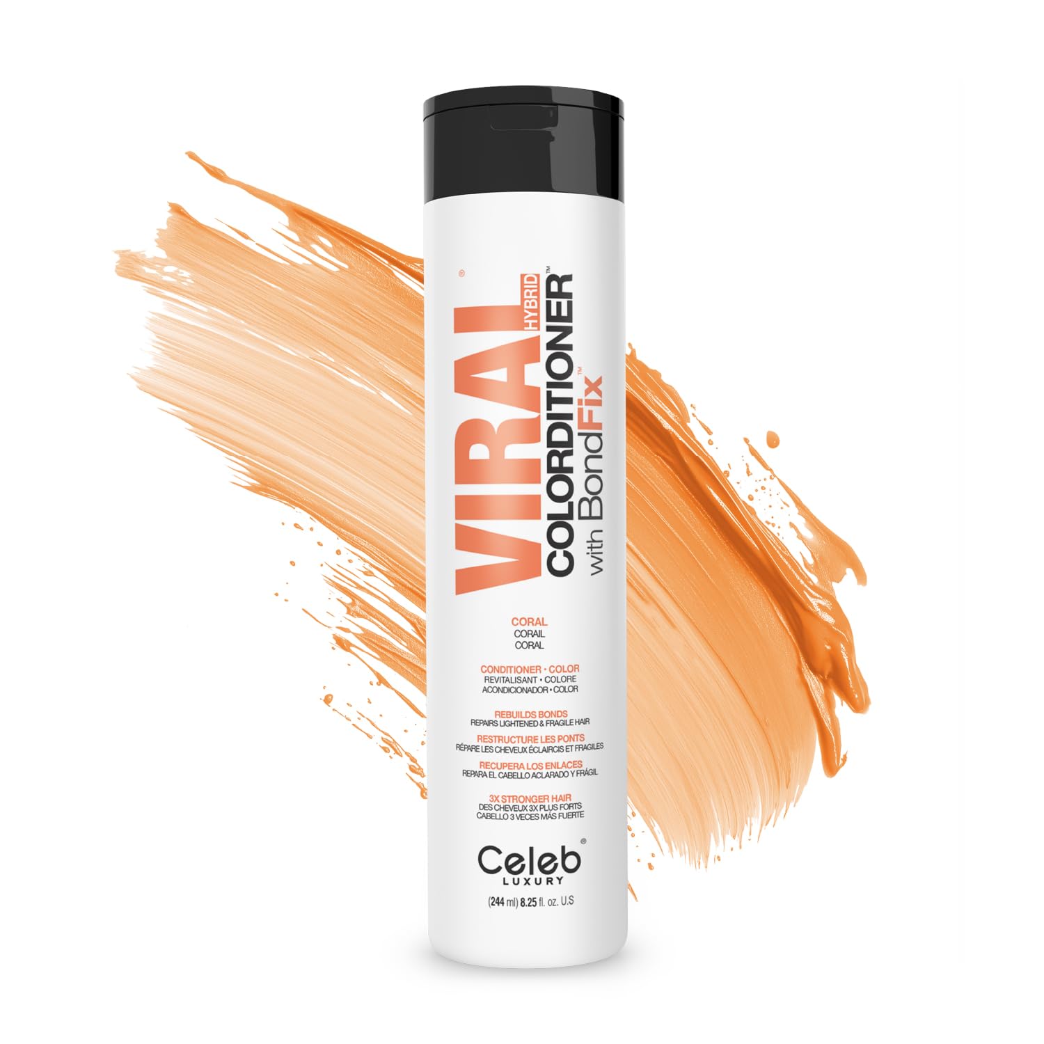 Celeb Luxury Viral Colorditioner: Coral Color Depositing Conditioner, BondFix Bond Rebuilder, 10 Vivid and Pastel Colors, Stops Fade, Conditioner + Vivid Color, Cruelty-Free, 100% Vegan