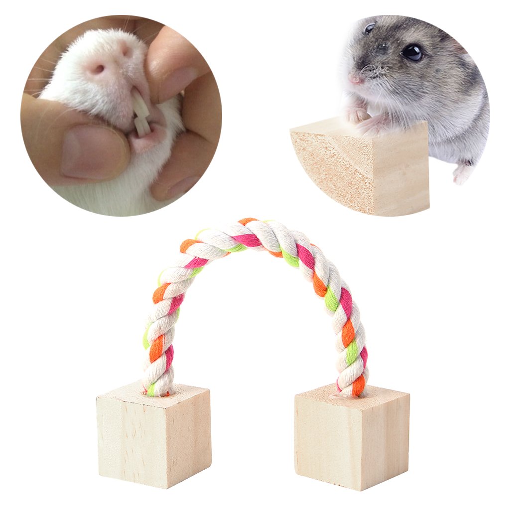 Qiman Seil Holz Blocks Hamster Kauspielzeug Maus