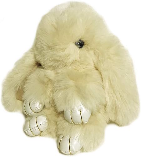 Amazon 18cm Bunny Faux Fur Bag Keychain Ring バニーラビットフェイクファーうさぎぬいぐるみキーチェーン ファーチャームストラップ キーホルダー バッグチャーム レディース おもちゃ Beige Yellow 18cm キーホルダー チェーン