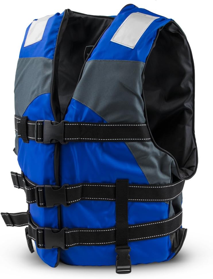 Crown Sporting Goods Multi-Sport Personal Flotation Device Life Vest with Hi-Visibility Reflective Panels and Threading