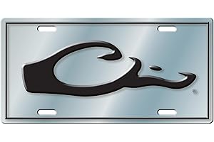 Drake Waterfowl Drake Head Logo DW80122 Durable Easy to Mount One Size Aluminum License Plate - Hunting Vehicle Accessories, Silver