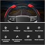 URAQT Steering Wheel Cover 3 Pack Microfiber Leather Universal 37-39cm Black Red view 3