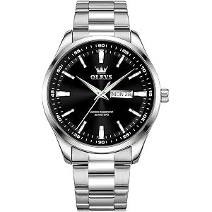 OLEVS Watches for Men, Casual Waterproof Stainless Steel Watch for Mens, Fashion Men Quart Watches with Date, White/Black/Blu