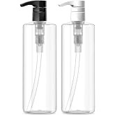 Bar5F Plastic Lotion Bottles with Black &amp; White Pumps, 16 oz | For Lotion, Shampoo, Conditioner, Oil, Soap, Leakproof, Refillable, BPA-Free, USA