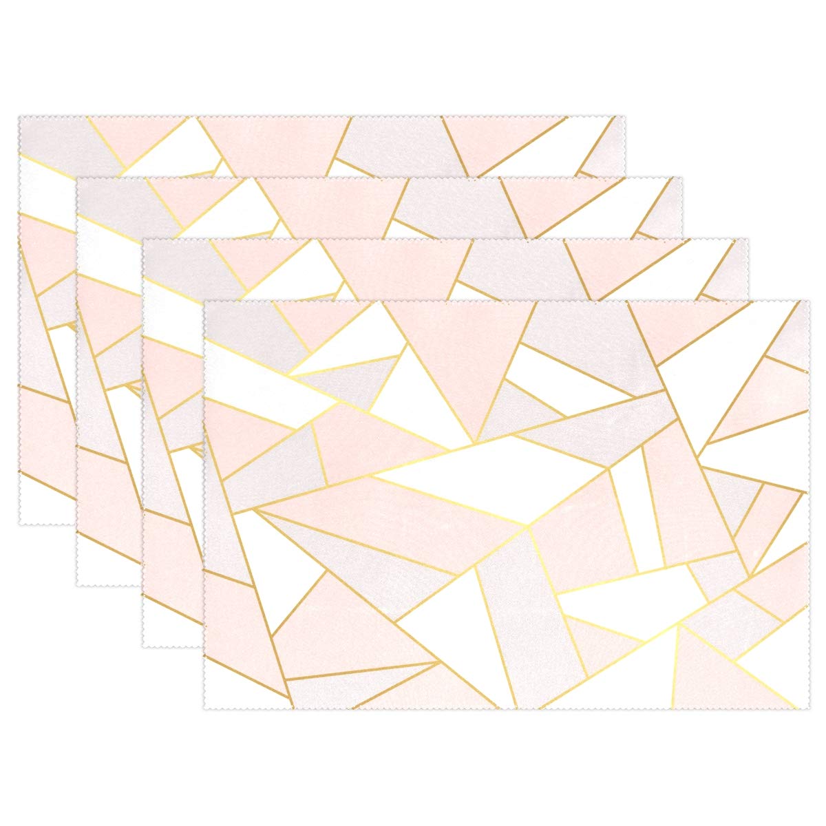 ALAZA Placemats Set of 6, Rose Gold Pink Geometry Marble Dining Table Children Kids Place Mats Kitchen Mats for Household Hotel D¨¦cor