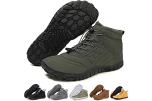 Yoyumtz Winter Snow Boots for Women Men Hike Barefoot Shoes Minimalist Winter Snow Boots Zero Drop & Wide Toe Box & Waterproof Fur Lining Snow Booties Warm Hike Shoes