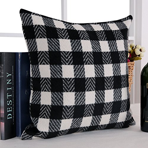 Deconovo Black and White Retro Checkered Plaid Throw Pillow Cover