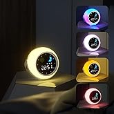 Kids Alarm Clock for Bedroom Decor, Ok to Wake Digital Clock for Toddlers with Sunrise & Moon, White Noise Sound Machine & Ni