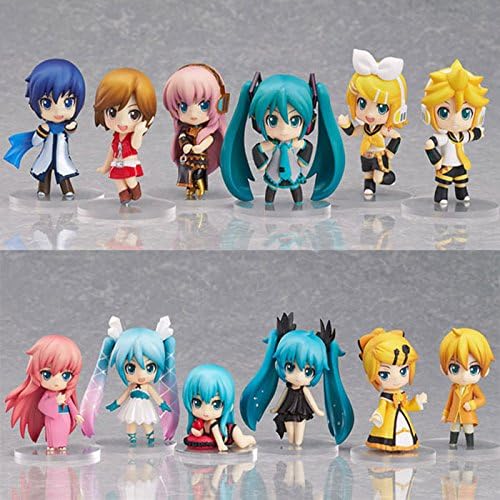 Vocaloid HATSUNE MIKU Family Figures Rin Len Ruka Kaito 12pcs/set Meiko Anime Figure Toys New in Box
