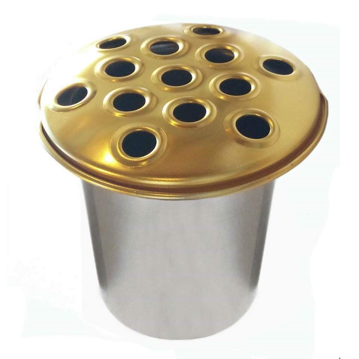 APAC 12CM QUALITY ALUMINIUM MEMORIAL GRAVE VASE, GRAVE POT INSERT BRITISH MADE 12CM (GOLD TOP)