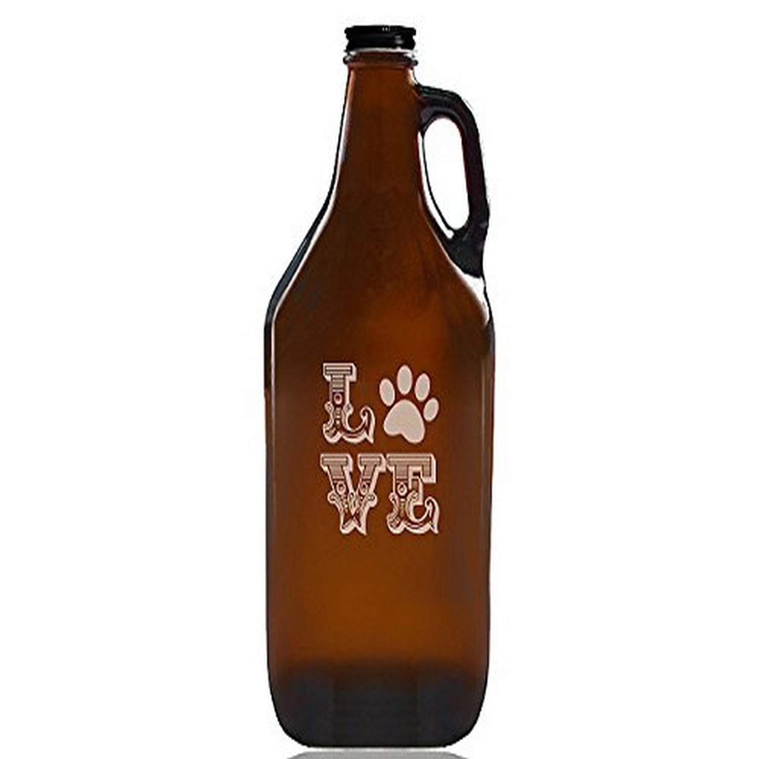 Chloe and Madison"love Ornate Paw Glass" Beer Amber Growler